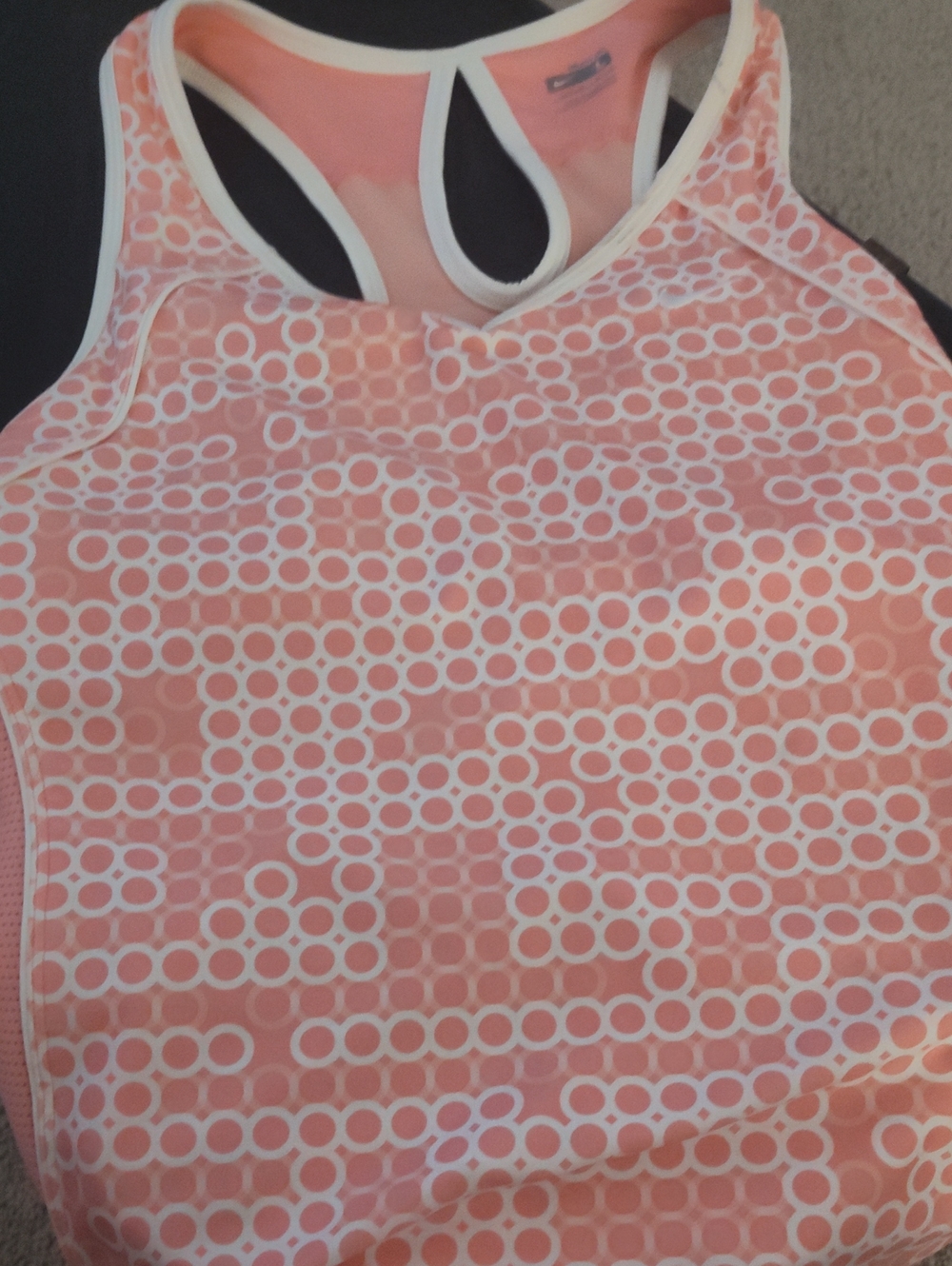 Nike Peach Pink, Racerback Athletic Tank with White Ring Pattern